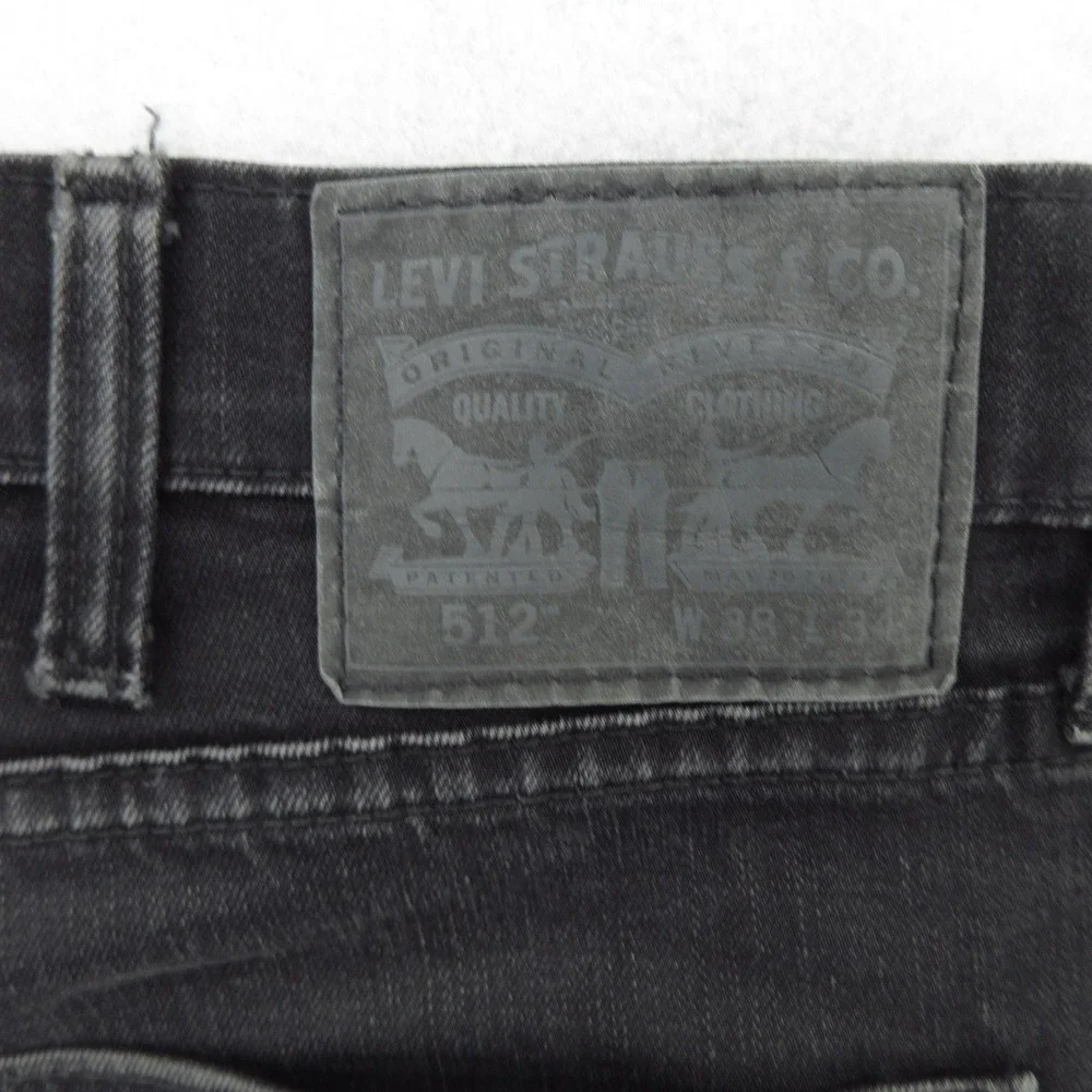 Levis 512 Jeans Mens 38x33 Black Charcoal Slim Taper Fit Stretch Denim Pants